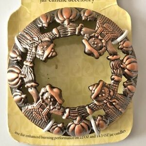 Yankee Candle Autumn Fall Scarecrow Pumpkins Illuma Lid Jar Candle Bronze Topper